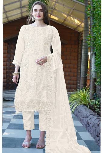 Heavy orgenza with embroidery sequence  with moti work Un-stitched pakistani suit
