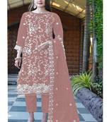 Heavy orgenza with embroidery sequence  with moti work Un-stitched pakistani suit