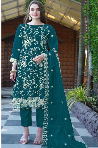 Heavy orgenza with embroidery sequence  with moti work Un-stitched pakistani suit