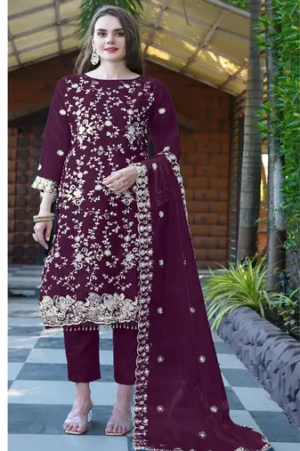 Heavy orgenza with embroidery sequence  with moti work Un-stitched pakistani suit