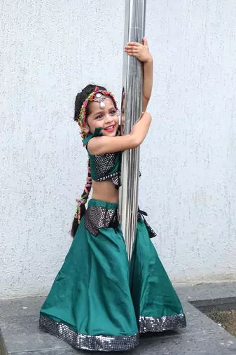    roman silk blend navratri lehenga choli for kids | color splash edition 2025   