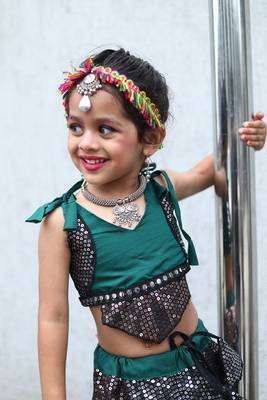   roman silk blend navratri lehenga choli for kids | color splash edition 2025    3
