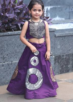    roman silk blend navratri lehenga choli for kids | color splash edition 2025    1