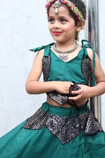    roman silk blend navratri lehenga choli for kids | color splash edition 2025   