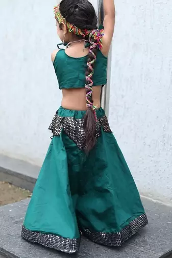    roman silk blend navratri lehenga choli for kids | color splash edition 2025   