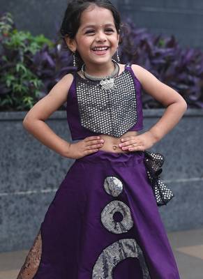    roman silk blend navratri lehenga choli for kids | color splash edition 2025    3