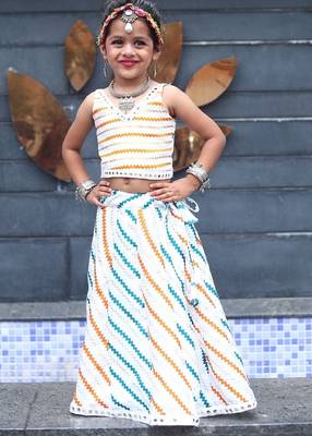    roman silk blend navratri lehenga choli for kids | color splash edition 2025    1
