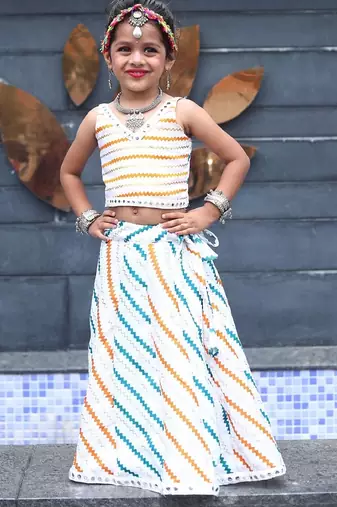 “roman silk navratri lehenga choli for kids | color splash edition 2025”
