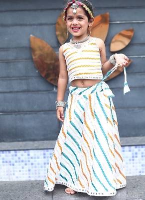    roman silk blend navratri lehenga choli for kids | color splash edition 2025    2
