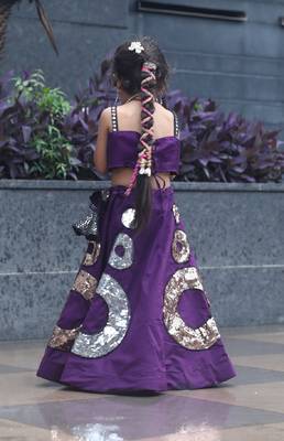    roman silk blend navratri lehenga choli for kids | color splash edition 2025    5