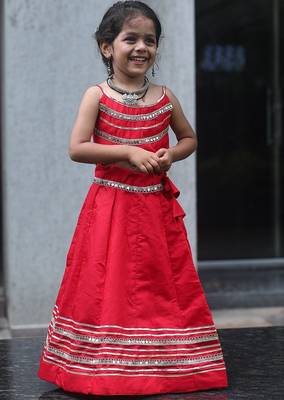    roman silk blend navratri lehenga choli for kids | color splash edition 2025    1
