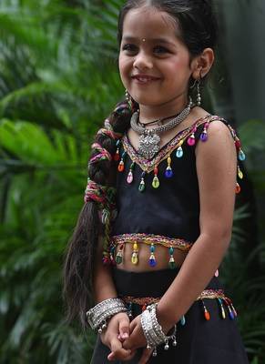    roman silk blend navratri lehenga choli for kids | color splash edition 2025    3
