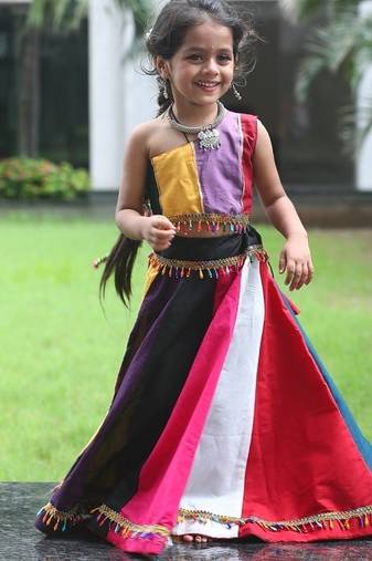 “roman silk navratri lehenga choli for kids | color splash edition 2025”