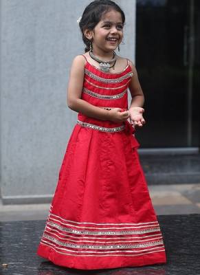    roman silk blend navratri lehenga choli for kids | color splash edition 2025    2