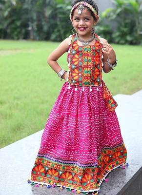    roman silk blend navratri lehenga choli for kids | color splash edition 2025    1