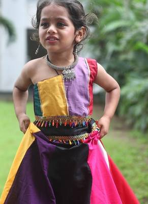    roman silk blend navratri lehenga choli for kids | color splash edition 2025    3