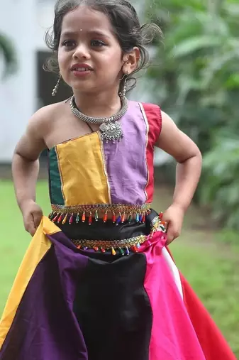    roman silk blend navratri lehenga choli for kids | color splash edition 2025   