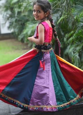    roman silk blend navratri lehenga choli for kids | color splash edition 2025    4