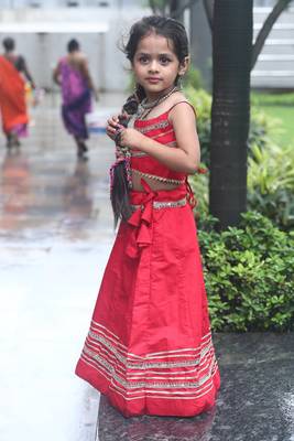    roman silk blend navratri lehenga choli for kids | color splash edition 2025    5