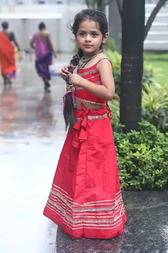    roman silk blend navratri lehenga choli for kids | color splash edition 2025   