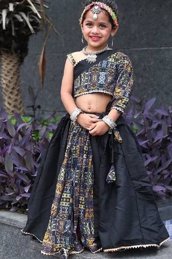 “roman silk navratri lehenga choli for kids | color splash edition 2025”