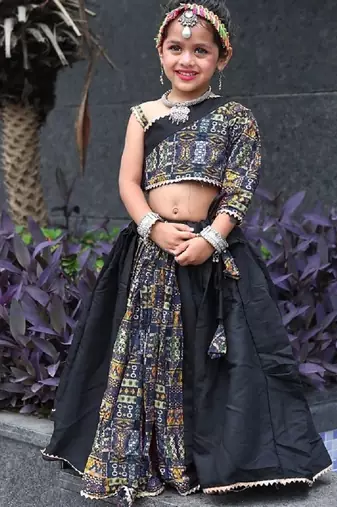 “roman silk navratri lehenga choli for kids | color splash edition 2025”