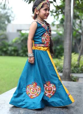    roman silk blend navratri lehenga choli for kids | color splash edition 2025    3
