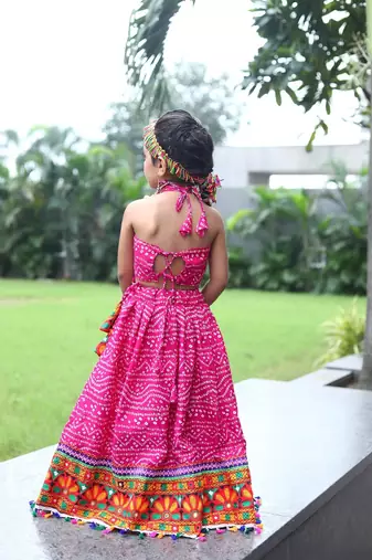    roman silk blend navratri lehenga choli for kids | color splash edition 2025   