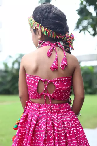    roman silk blend navratri lehenga choli for kids | color splash edition 2025   