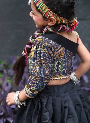    roman silk blend navratri lehenga choli for kids | color splash edition 2025    3