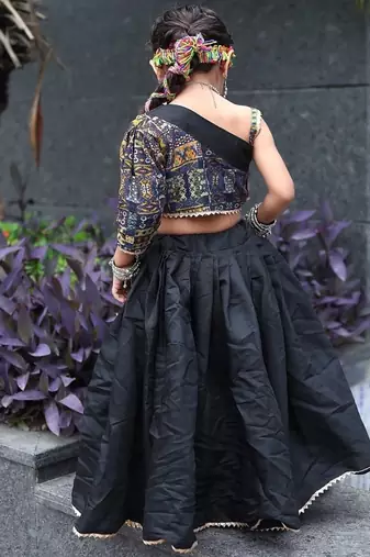    roman silk blend navratri lehenga choli for kids | color splash edition 2025   