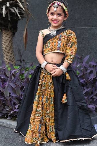 “roman silk navratri lehenga choli for kids | color splash edition 2025”