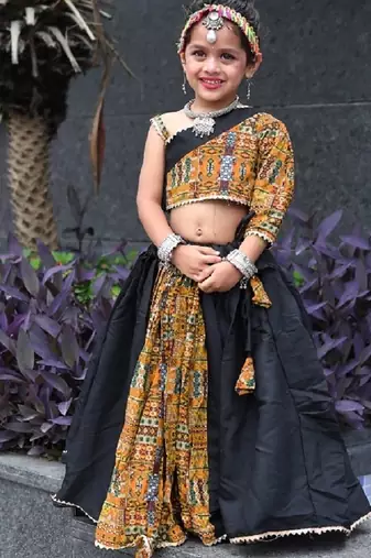 “roman silk navratri lehenga choli for kids | color splash edition 2025”