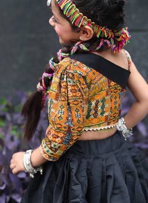    roman silk blend navratri lehenga choli for kids | color splash edition 2025    3