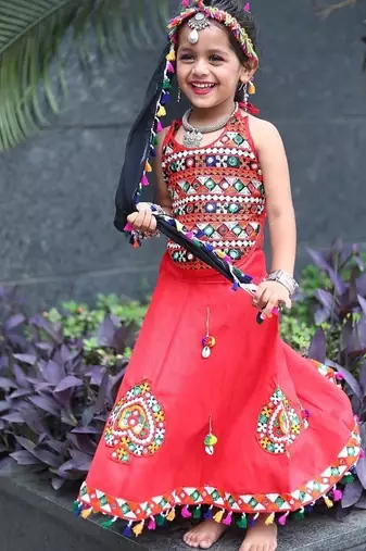 “roman silk navratri lehenga choli for kids | color splash edition 2025”