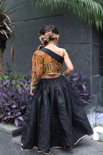    roman silk blend navratri lehenga choli for kids | color splash edition 2025   