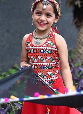    roman silk blend navratri lehenga choli for kids | color splash edition 2025    3