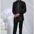 Black rayon hand woven bandhgala for mens