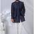 Blue silk embroidered indo western for mens