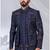 Blue silk embroidered indo western for mens
