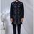 Blue rayon hand woven sherwani for mens