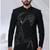 Black rayon hand woven bandhgala for mens