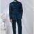 Blue rayon hand woven bandhgala for mens