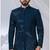 Blue rayon hand woven bandhgala for mens