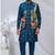 Blue silk embroidered indo western for mens