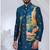 Blue silk embroidered indo western for mens