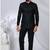 Black rayon hand woven bandhgala for mens