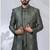 Green silk embroidered indo western for mens