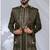 Green silk embroidered indo western for mens