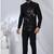 Black rayon hand woven bandhgala for mens